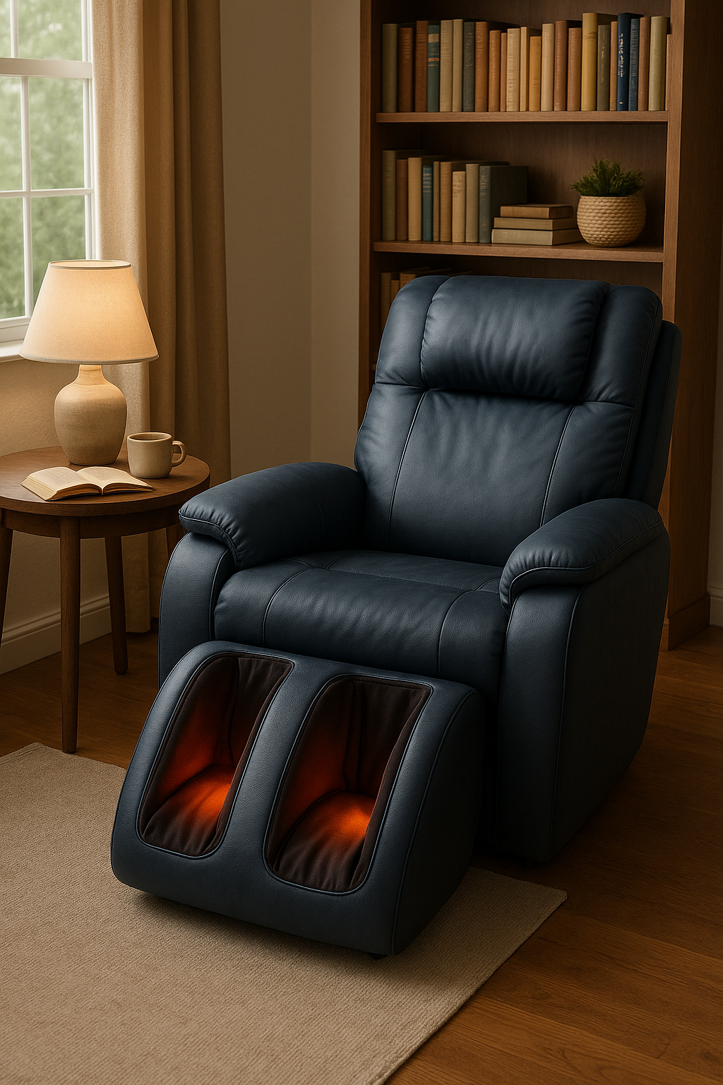 Heated Foot & Calf Massage Lounge – Dark Blue
