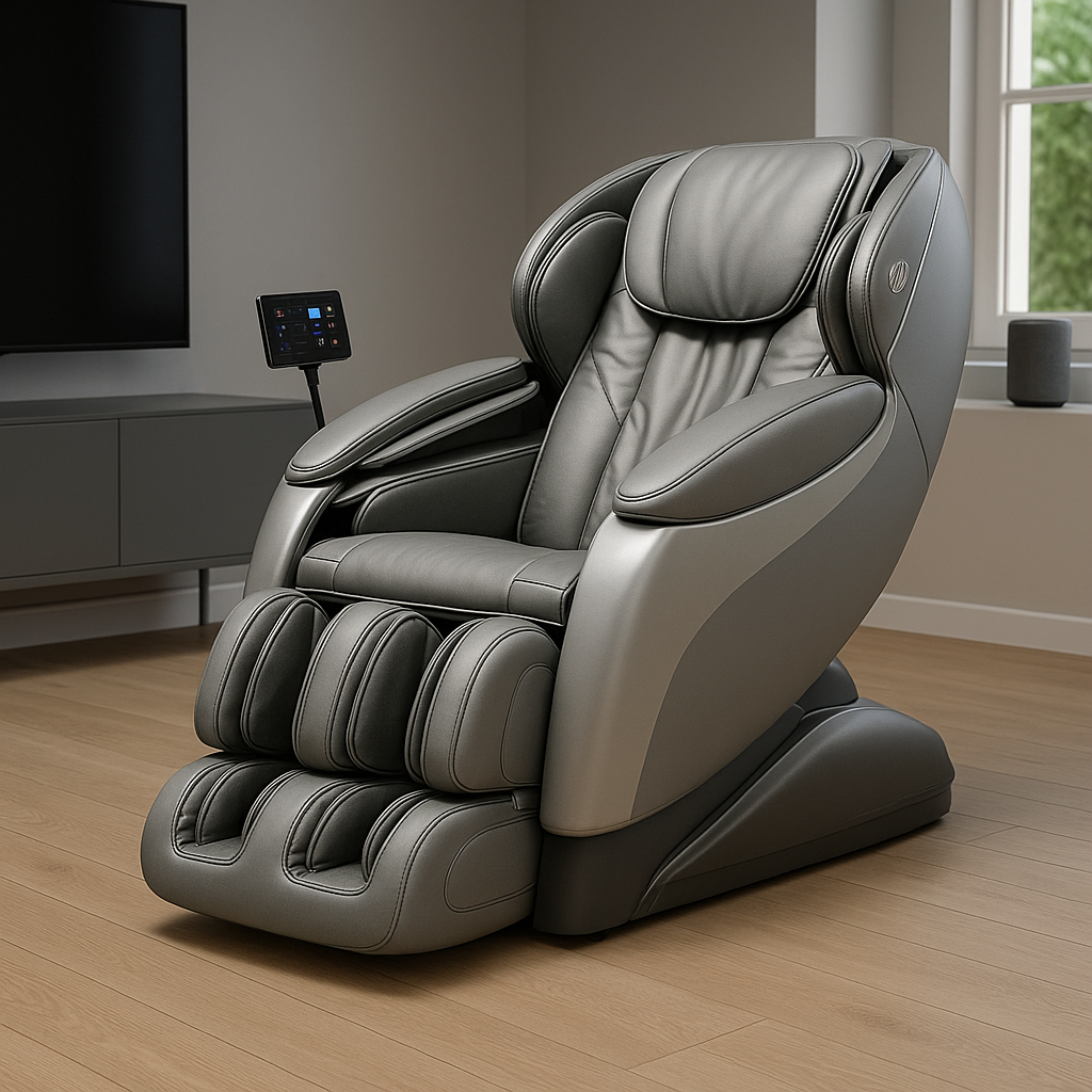 Smart Voice-Control Massage Chair – Silver Gray